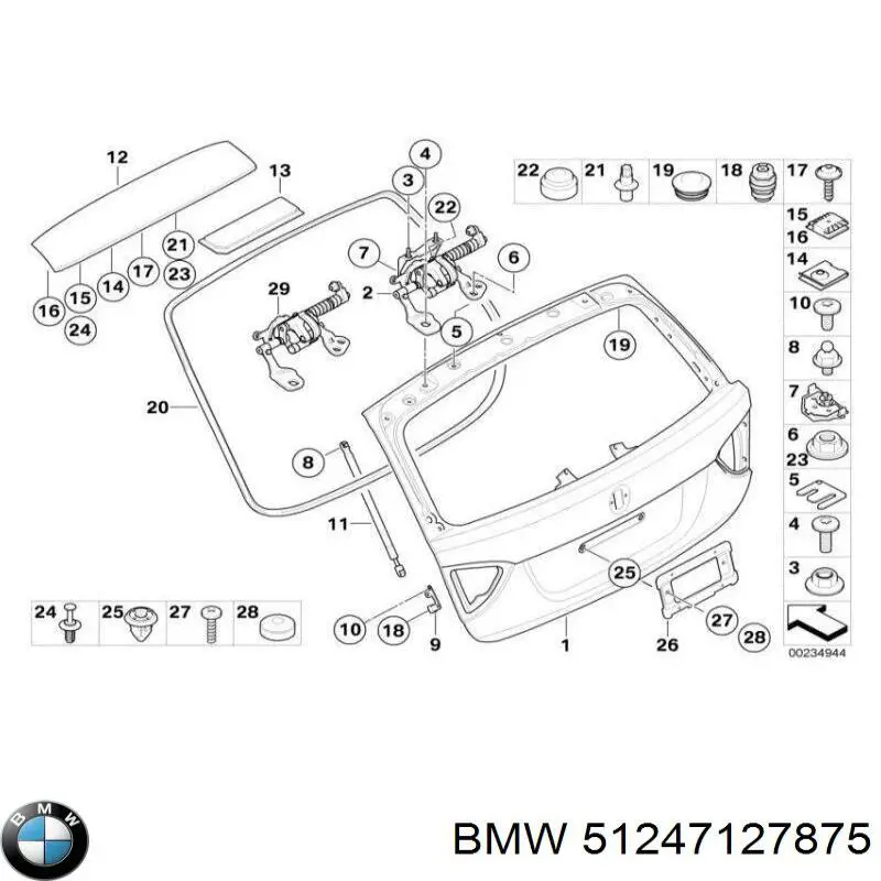 Amortiguador maletero 51247127875 BMW