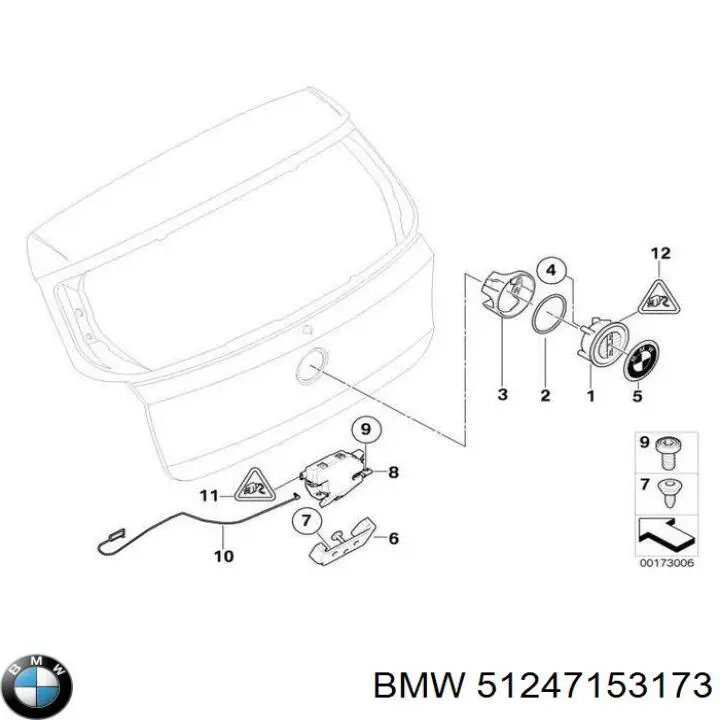 Manecilla de puerta de maletero exterior para BMW 1 (E81, E87)