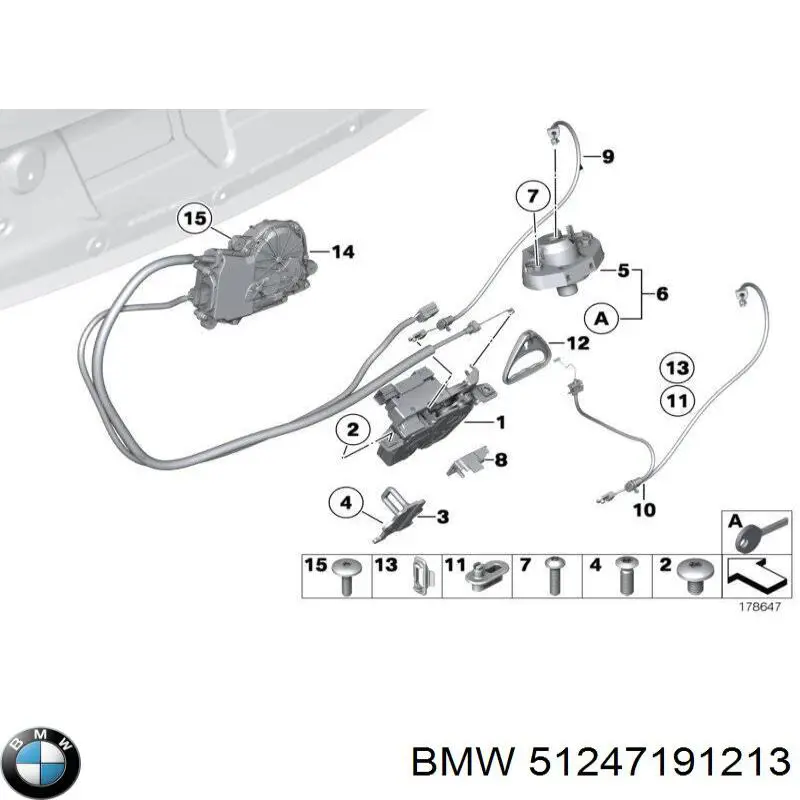 Elemento de regulación, cierre centralizado, puerta de maletero BMW 7 (F01, F02, F03, F04)