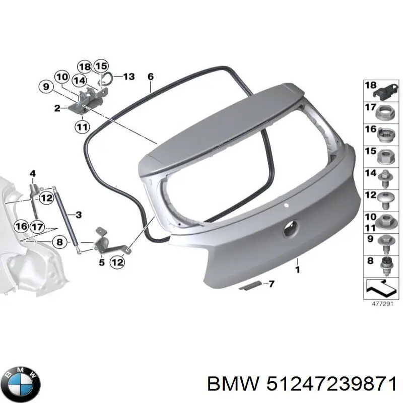 Amortiguador de maletero BMW 51247239871 precio, desde 11,47 EUR