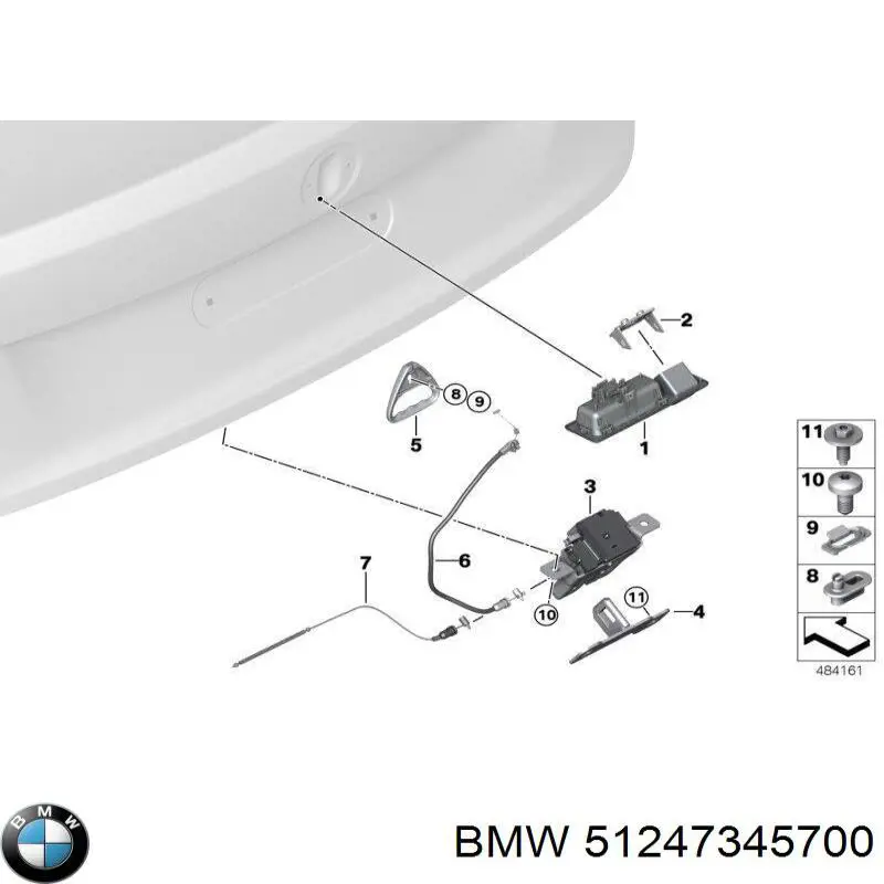 51247345700 BMW tirador de puerta de maletero exterior