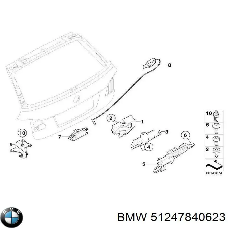 51247840623 BMW cerradura de vidrio del maletero