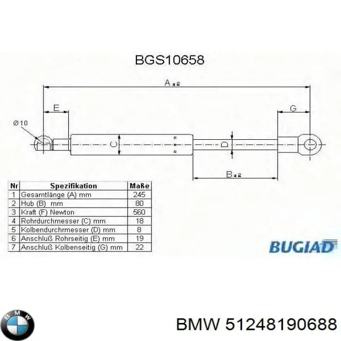 51248190688 BMW amortiguador de maletero