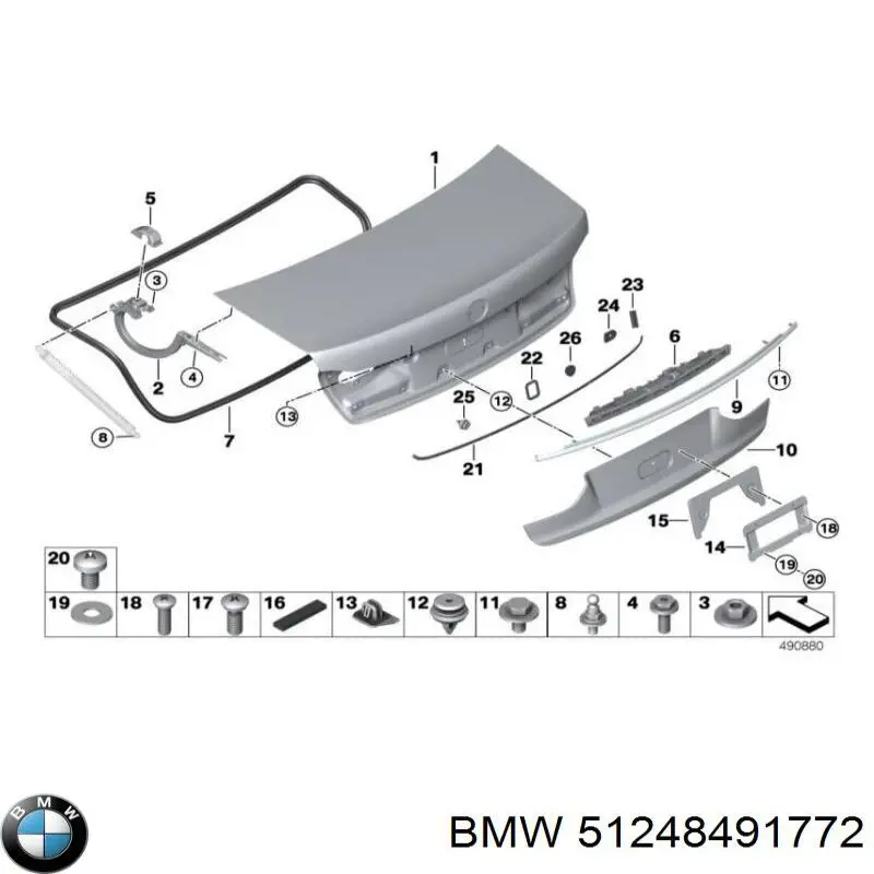 51248491772 BMW Moldura de tapa de maletero