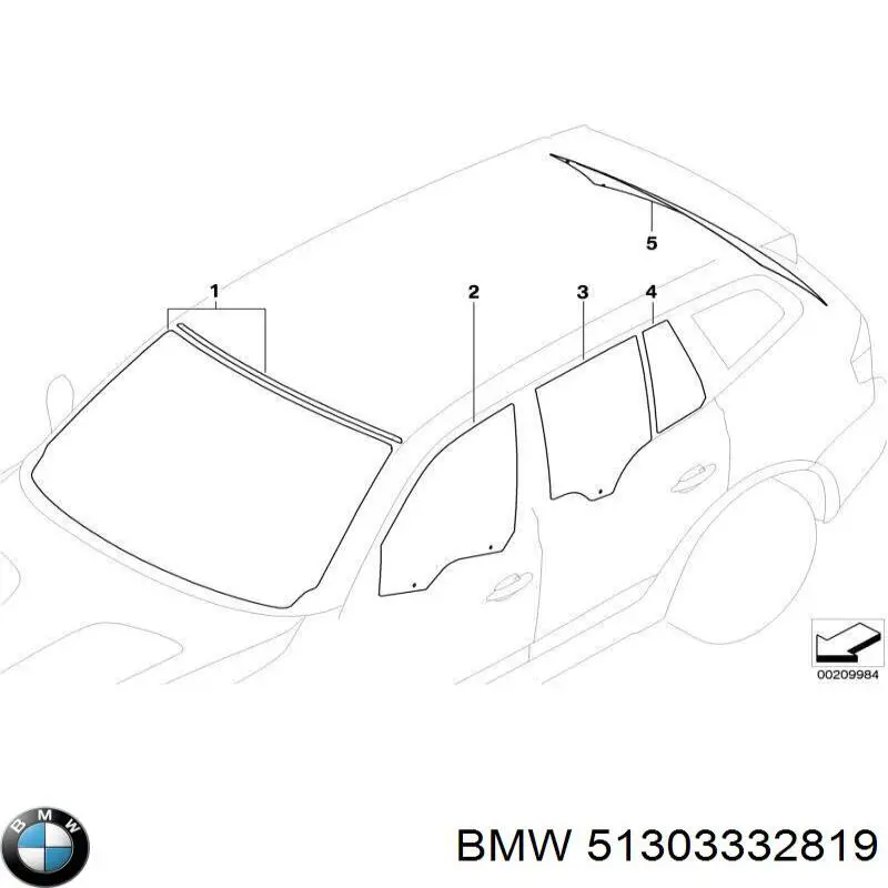 51303332819 BMW ventanilla lateral de la puerta trasera izquierda
