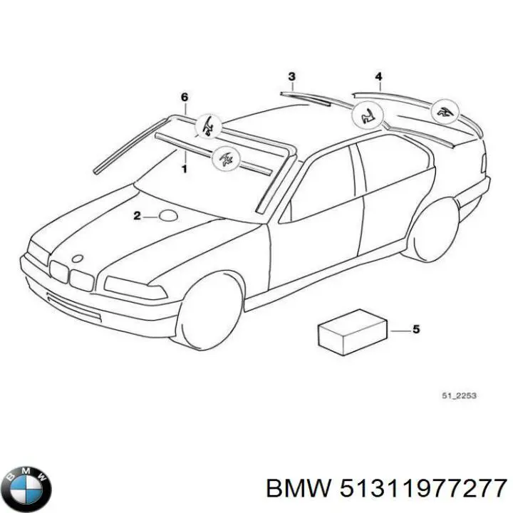 Comprar 51311977277 BMW Moldura de cristal trasero