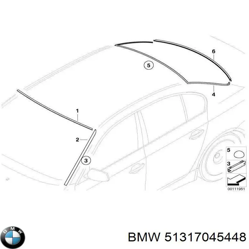 Moldura derecha del parabrisas BMW 51317045448 precio, desde 54,34 EUR