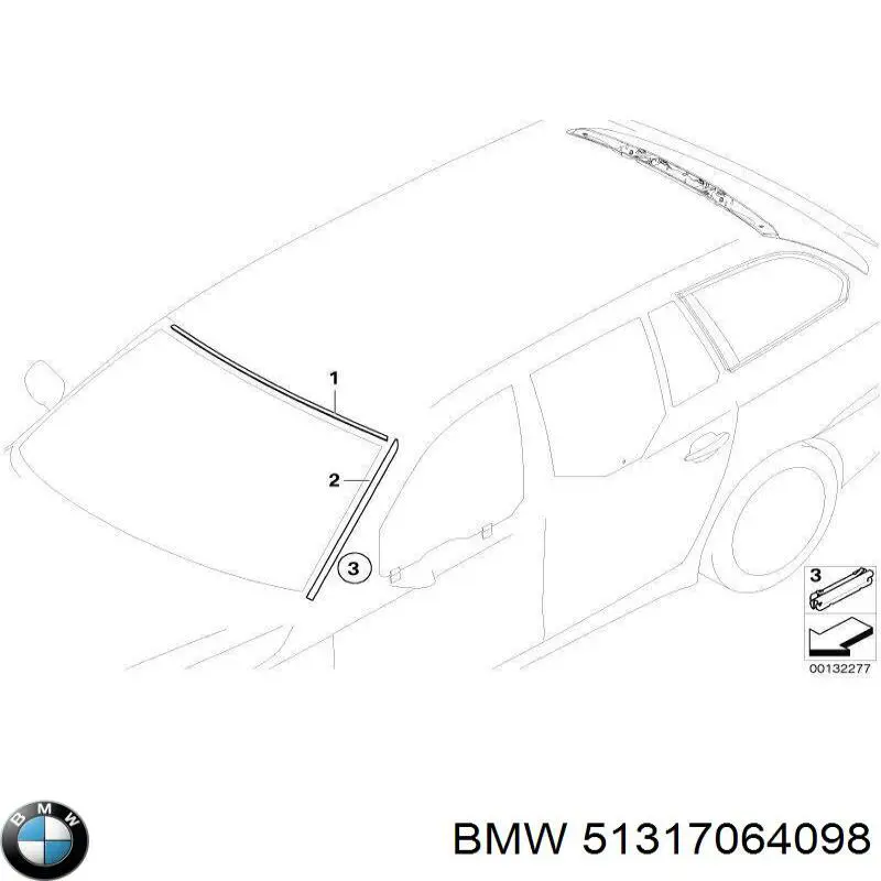 Clip de fijación de moldura de parabrisas 51317064098 BMW