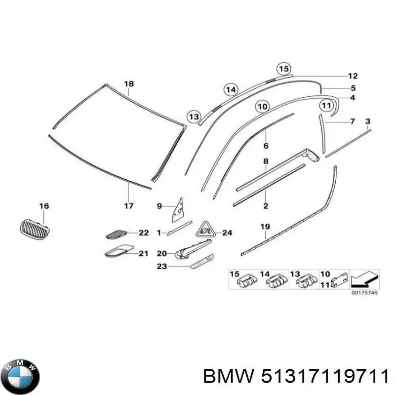 Moldura superior del parabrisas BMW 51317119711