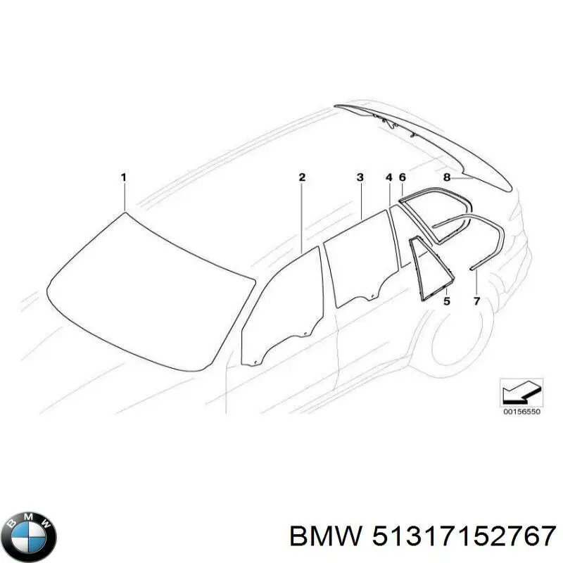 51317152767 BMW cristales de el maletero(3/5 puertas traseras (trastes)