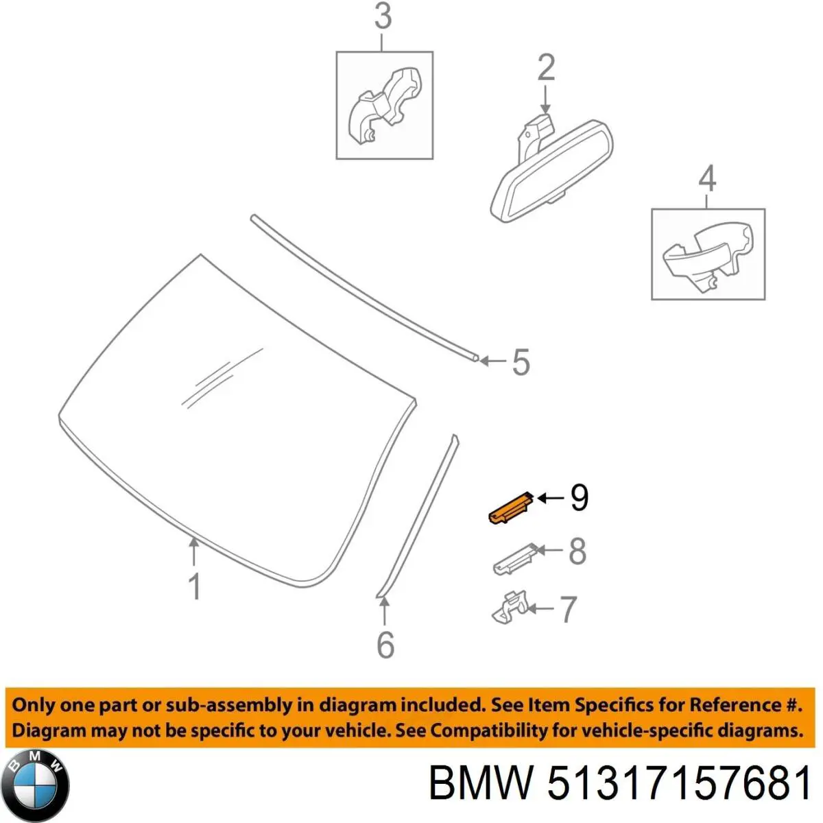 Sellador superior del parabrisas BMW 51317157681 precio, desde 35,92 EUR