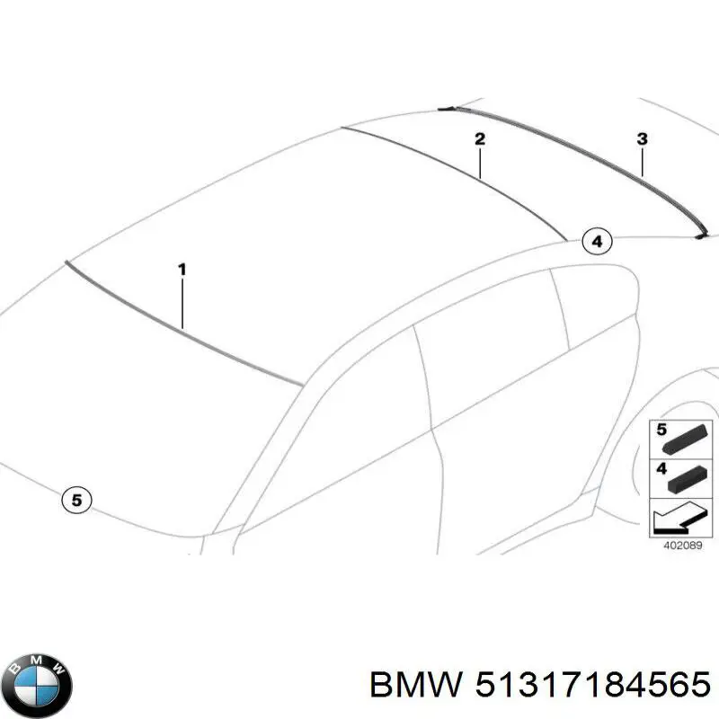51317184565 BMW moldura de parabrisas superior