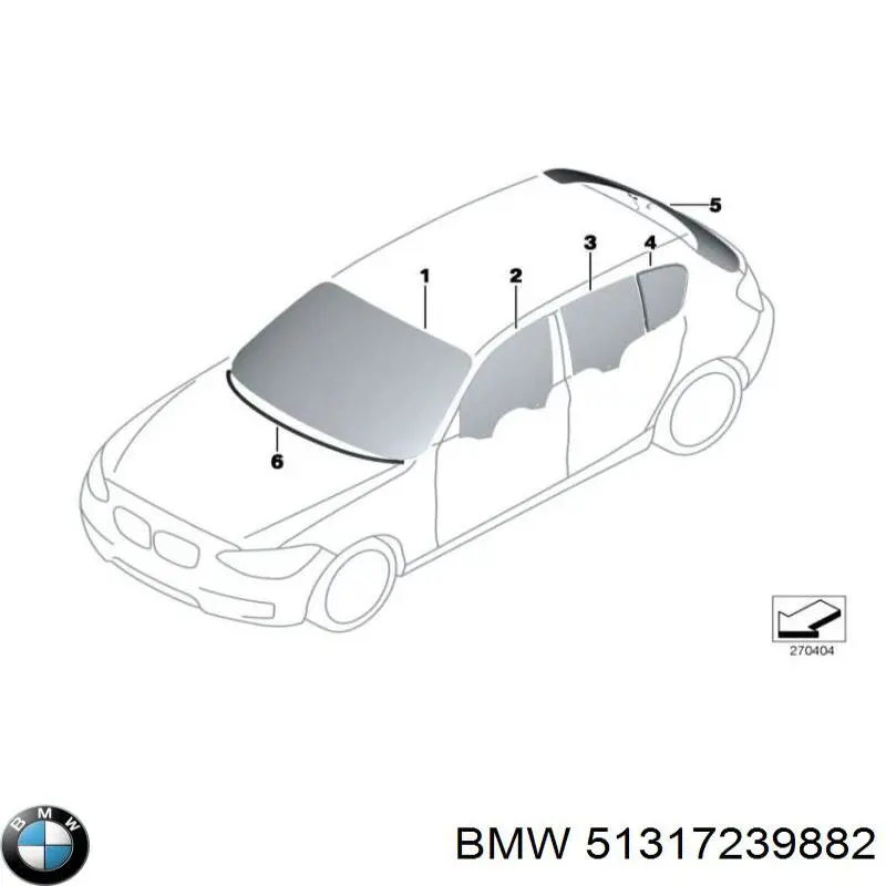 51317239882 BMW cristales de el maletero(3/5 puertas traseras (trastes)