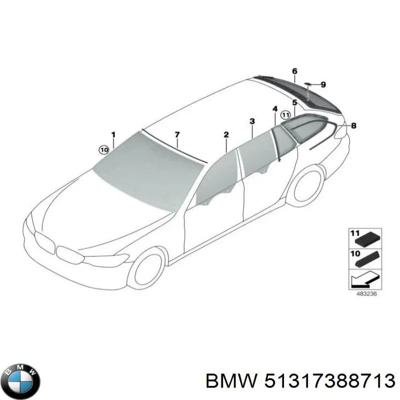 Moldura de parabrisas superior para BMW 5 (G31)