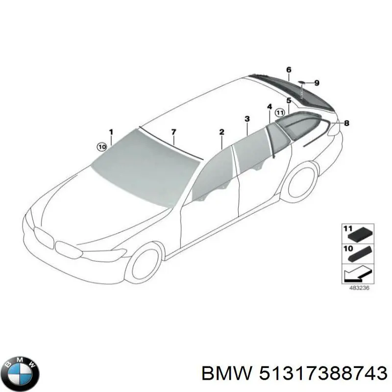 Cristal parabrisas BMW 5 sedán (G30, F90) (2016 - 2026) precio, desde 353,47 EUR