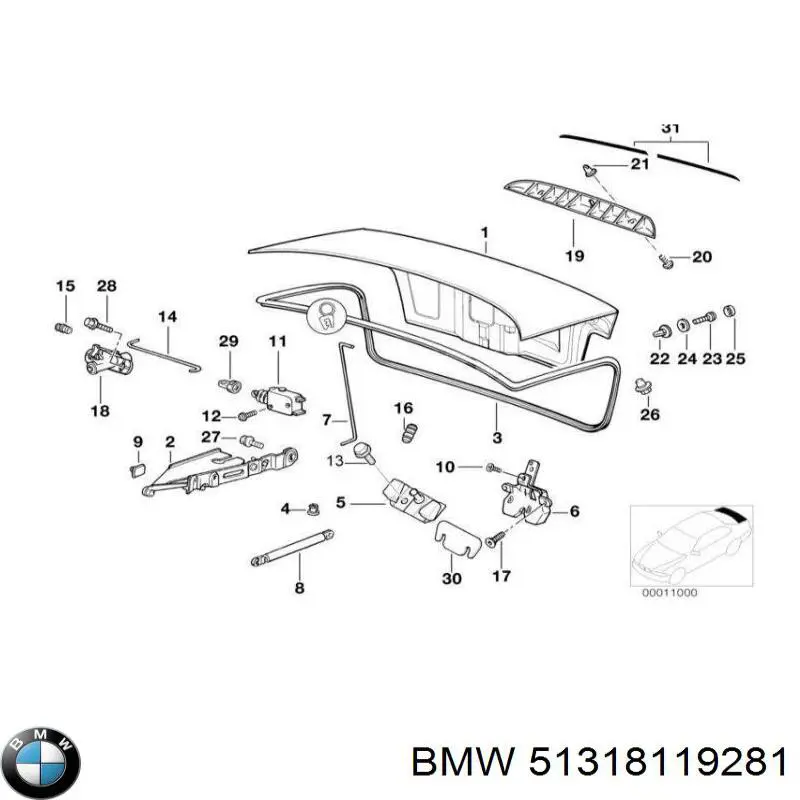 51318119281 BMW moldura de luneta trasera