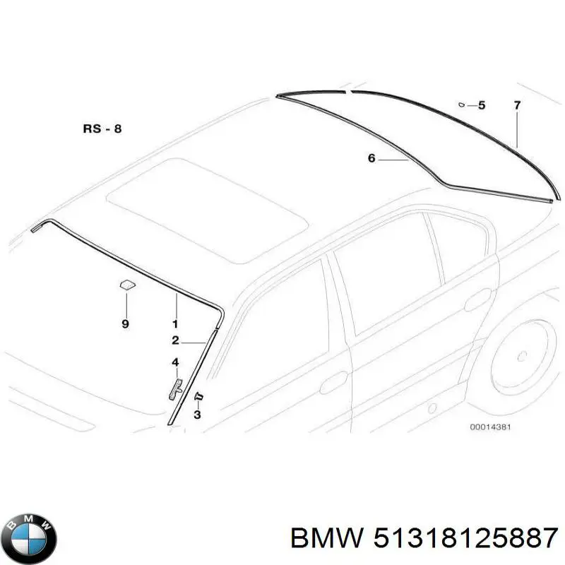 51318125887 BMW cubierta parabrisas superior