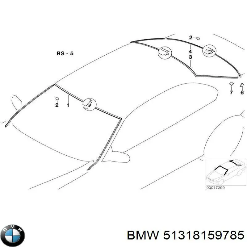 Comprar 51318159785 BMW Moldura superior de cristal trasero
