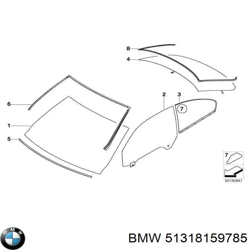 Moldura superior de cristal trasero BMW 51318159785