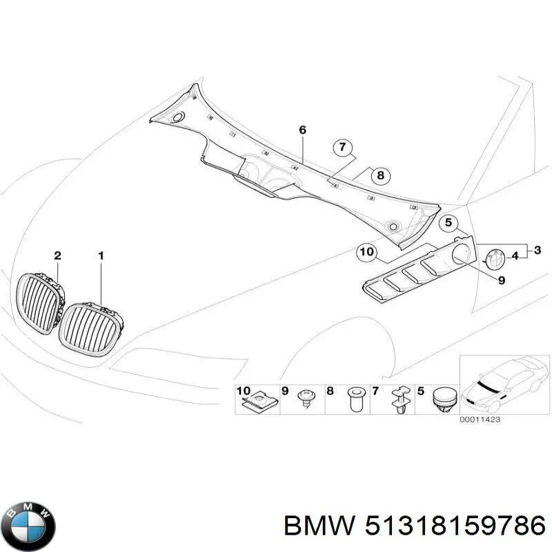 Moldura inferior de cristal trasero BMW 51318159786 precio, desde 57,04 EUR