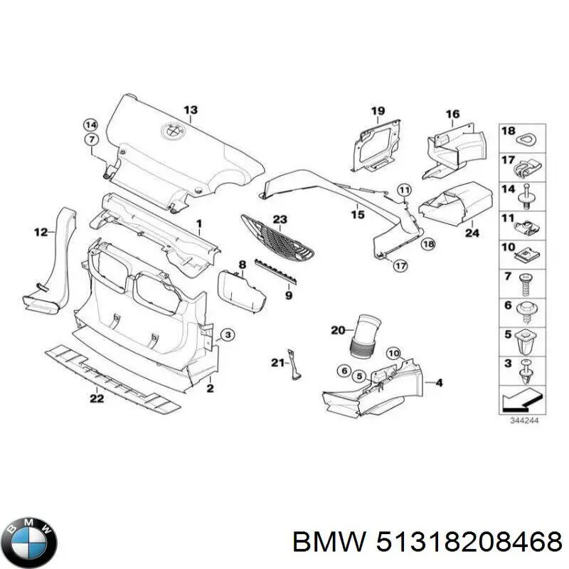 Comprar 51318208468 BMW Moldura superior del parabrisas
