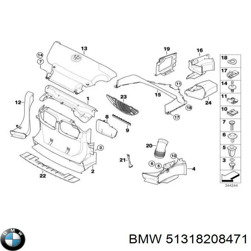 Moldura de cristal trasero 51318208471 BMW