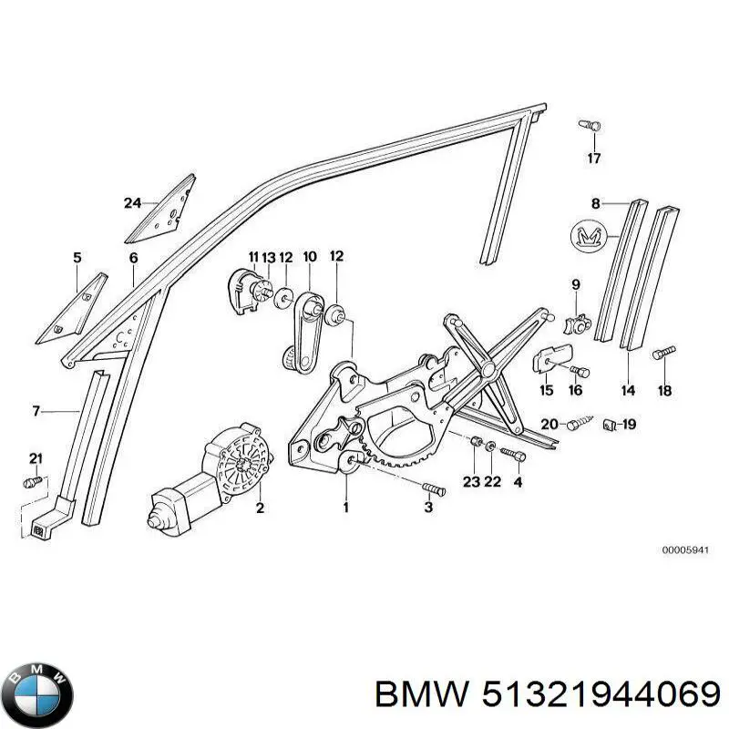 Mecanismo alzacristales, puerta delantera izquierda para BMW 5 (E34)