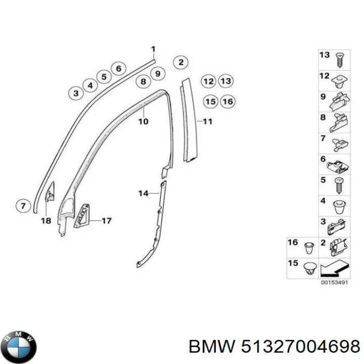 51327004698 BMW Clip de fijación del guardabarros delantero