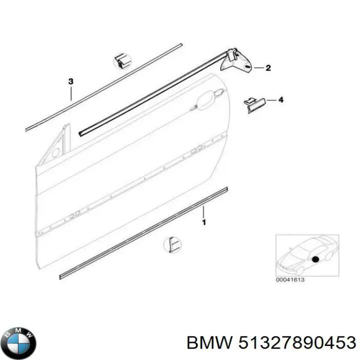 Comprar 51327890453 BMW Moldura de cristal de la puerta trasera izquierda