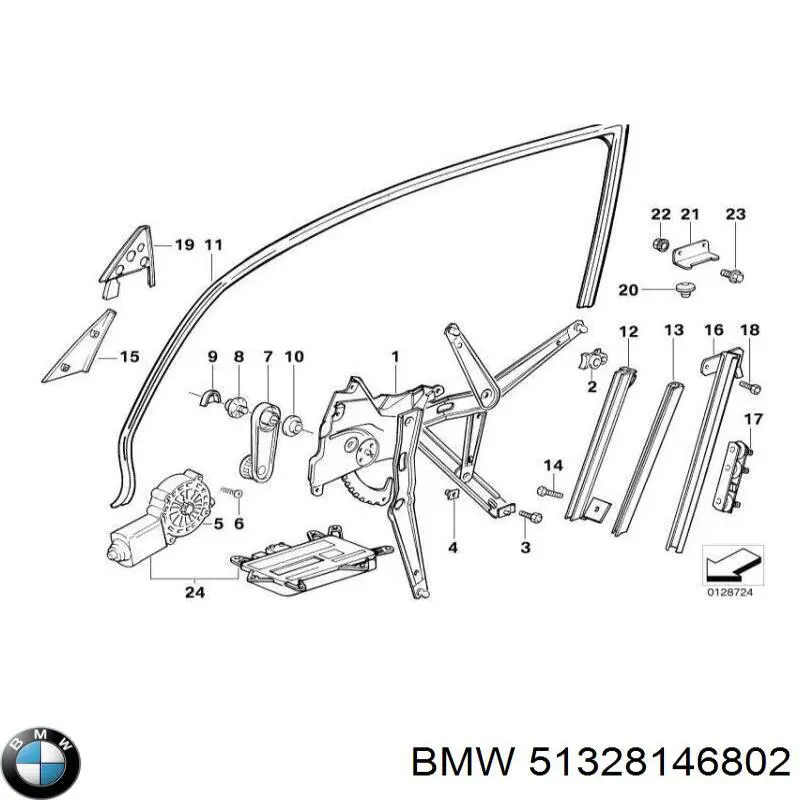 Mecanismo de elevalunas, puerta delantera derecha para BMW 3 (E36)