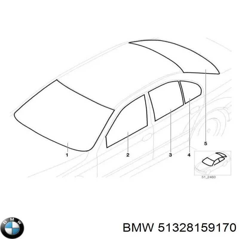 Luna de puerta del pasajero delantero para BMW 5 (E39)