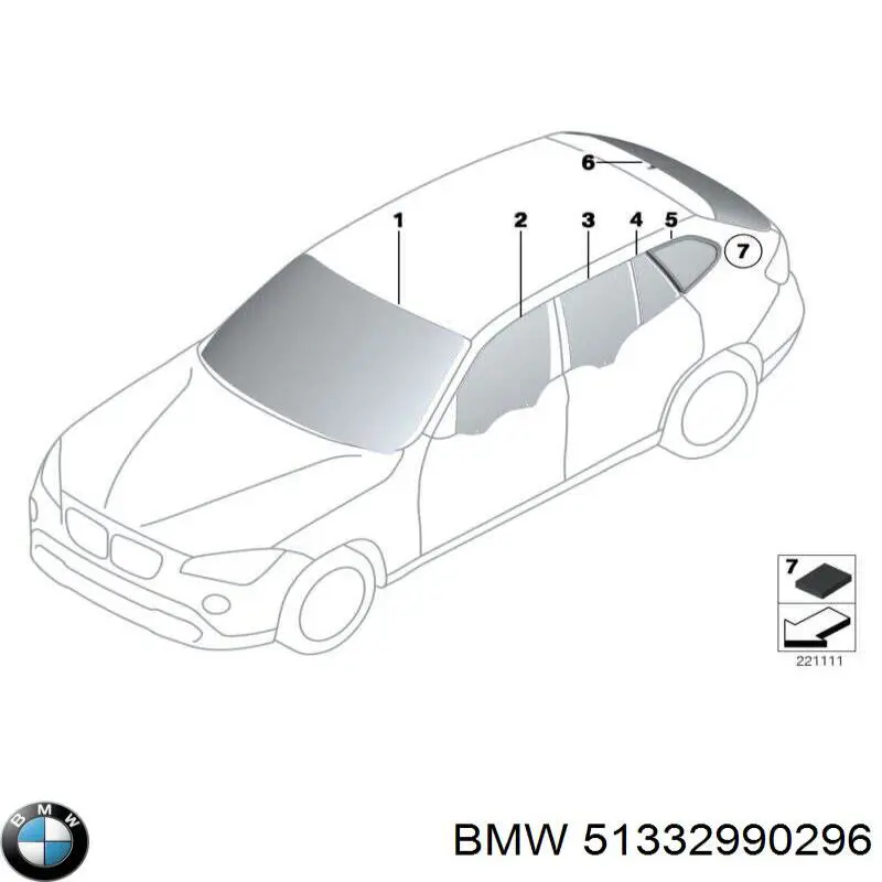 51332990296 BMW luna de puerta delantera derecha