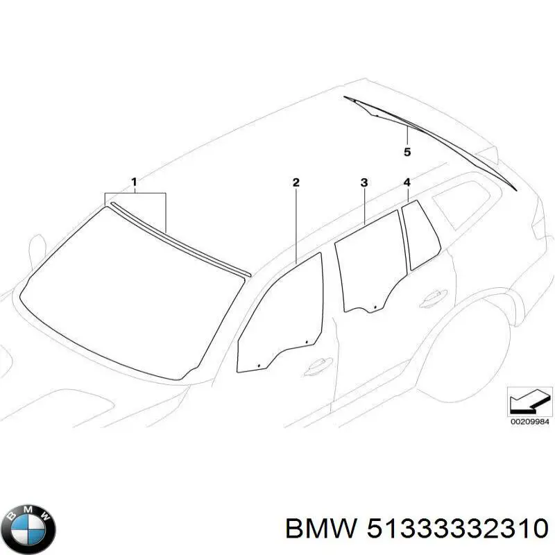 Comprar 51333332310 BMW Cristal de puerta delantera derecha
