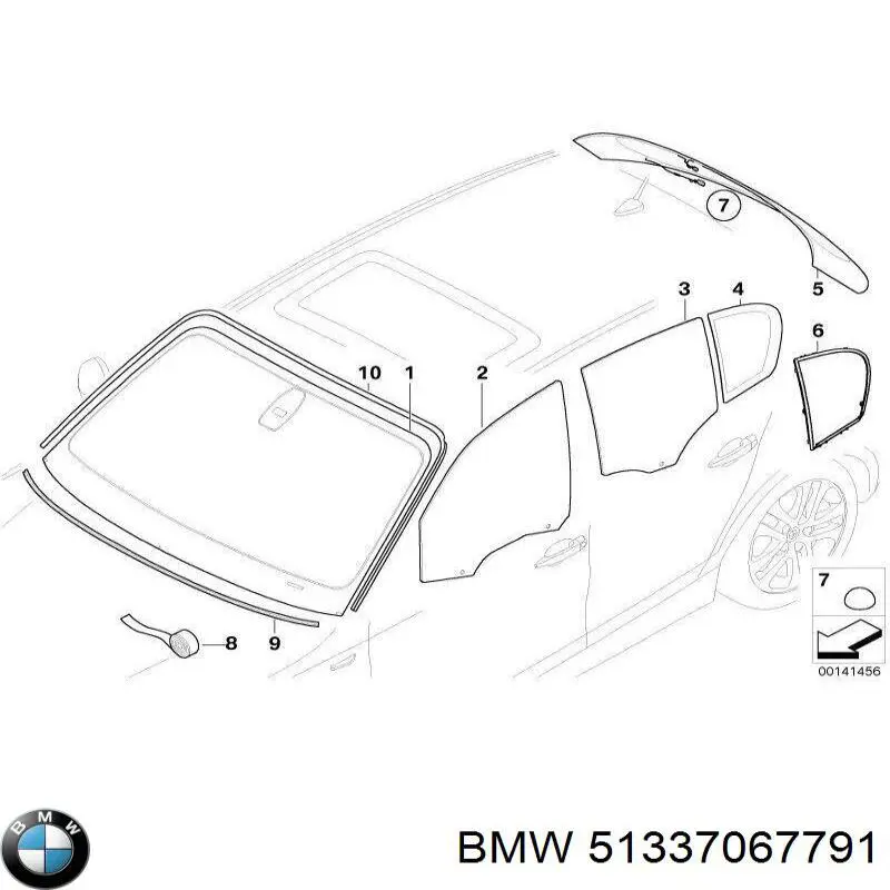 Luna de puerta delantera izquierda para BMW 1 (E81, E87)