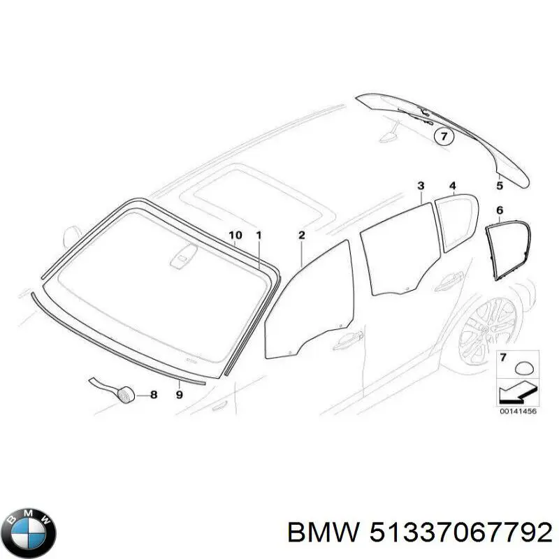 51337067792 BMW luna de puerta delantera derecha