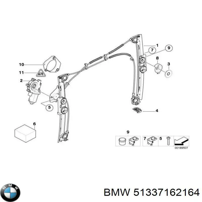 51337162164 BMW mecanismo de elevalunas, puerta delantera derecha