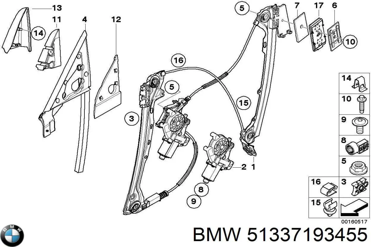 51337193455 BMW mecanismo de elevalunas, puerta delantera izquierda