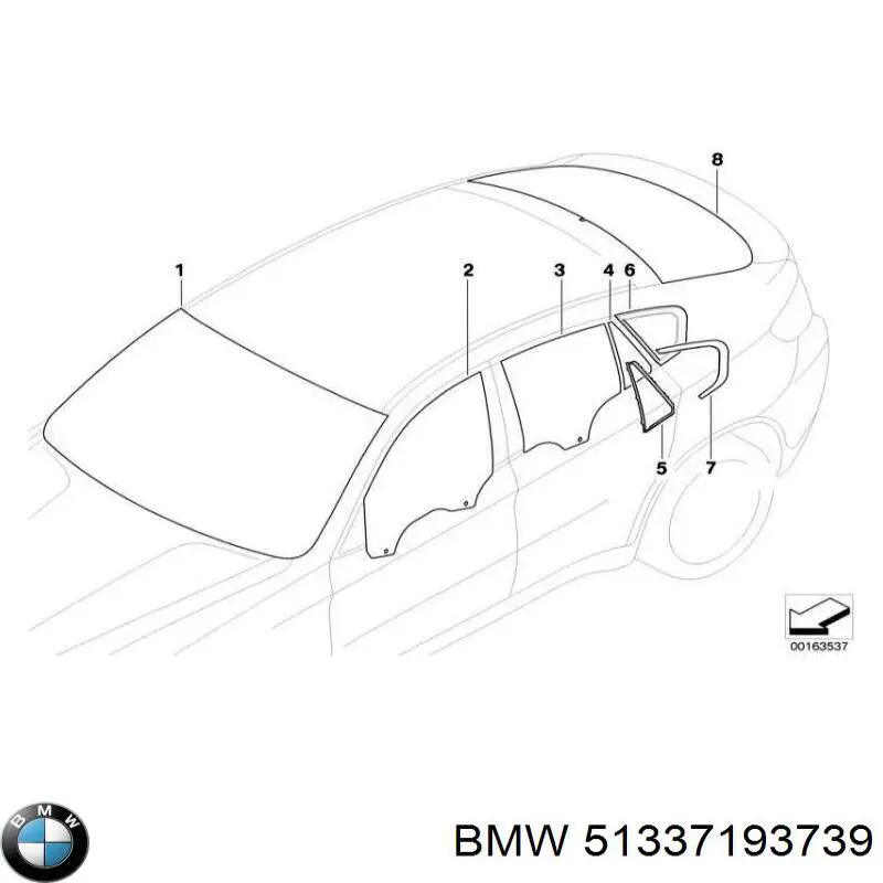 51337193739 BMW luna de puerta trasera izquierda