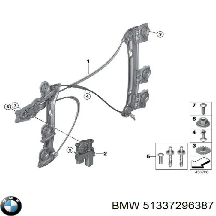 Mecanismo alzacristales, puerta trasera izquierda para BMW 2 (F45)