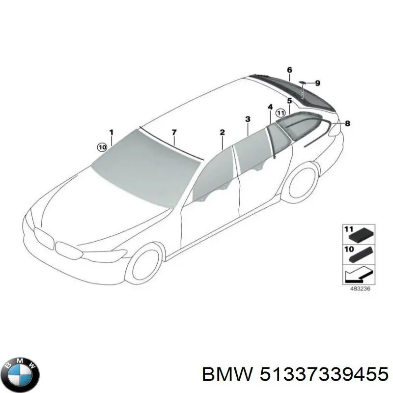 Luna de puerta delantera izquierda BMW 51337339455 precio, desde 36,21 EUR