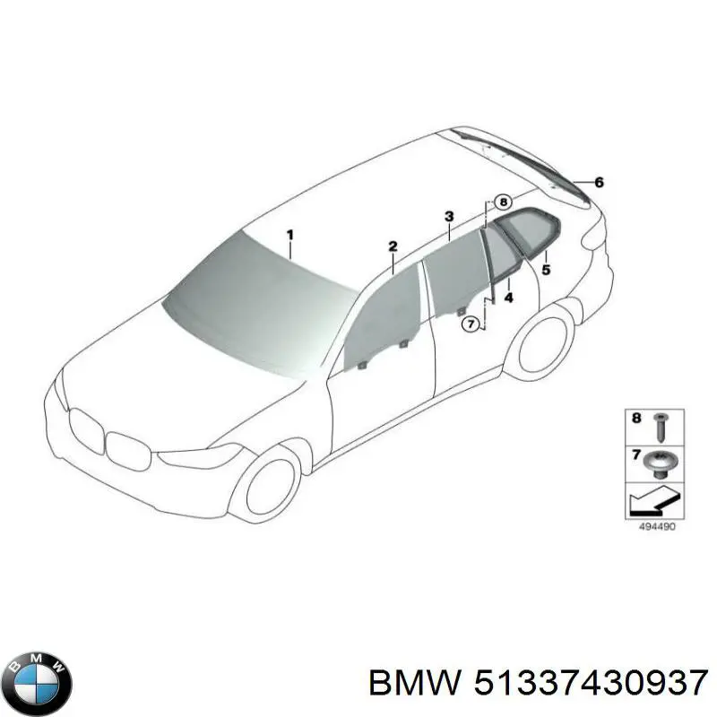 51337430937 BMW luna de puerta delantera izquierda