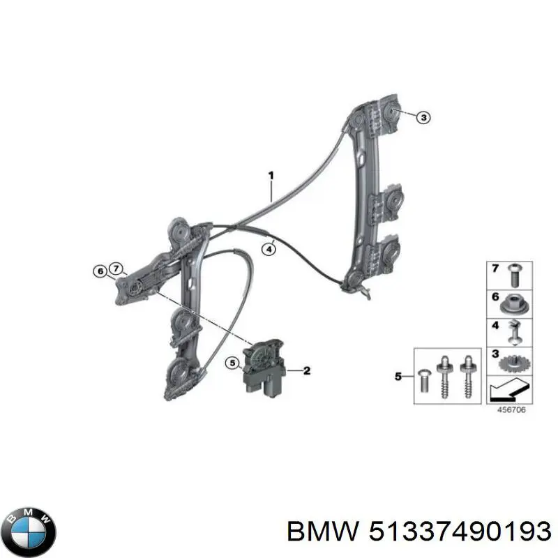 51337490193 BMW mecanismo de elevalunas, puerta trasera izquierda