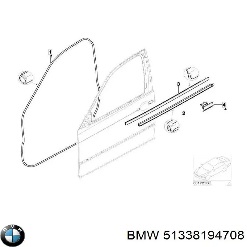 Comprar 51338194708 BMW Moldura de cristal de puerta delantera derecha