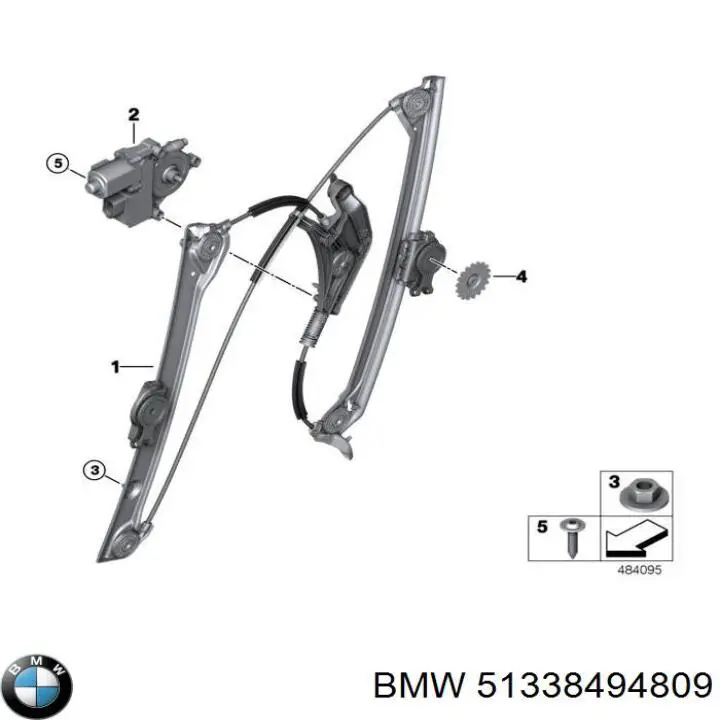 51338494809 BMW mecanismo de elevalunas, puerta delantera izquierda