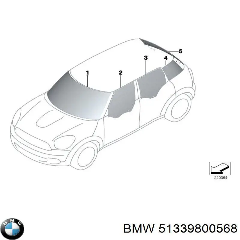 51339800568 BMW luna de puerta delantera derecha