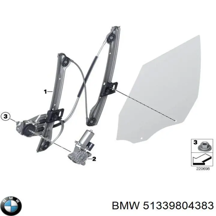 51339804383 BMW Motor elevalunas, puerta delantera izquierda