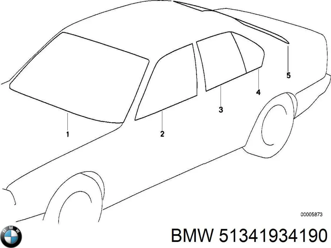 51341934190 BMW ventanilla lateral de la puerta trasera derecha