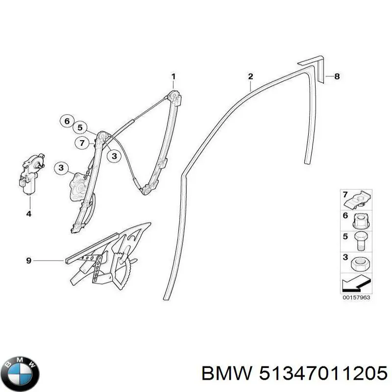 Comprar 51347011205 BMW Mecanismo de elevalunas de la puerta trasera izquierda