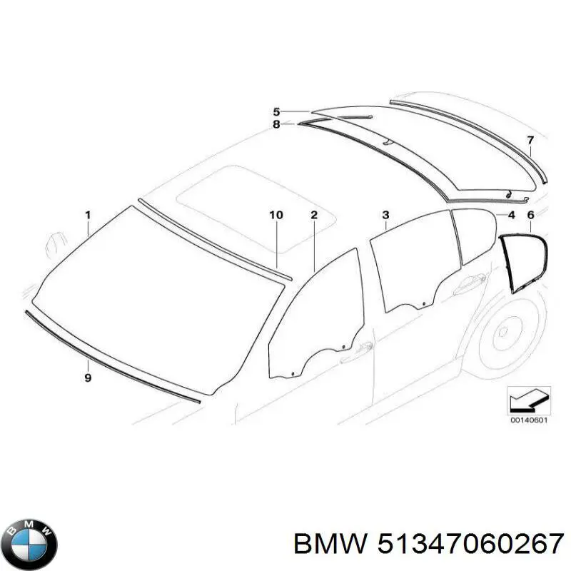 51347060267 BMW Cristal de puerta trasera izquierda