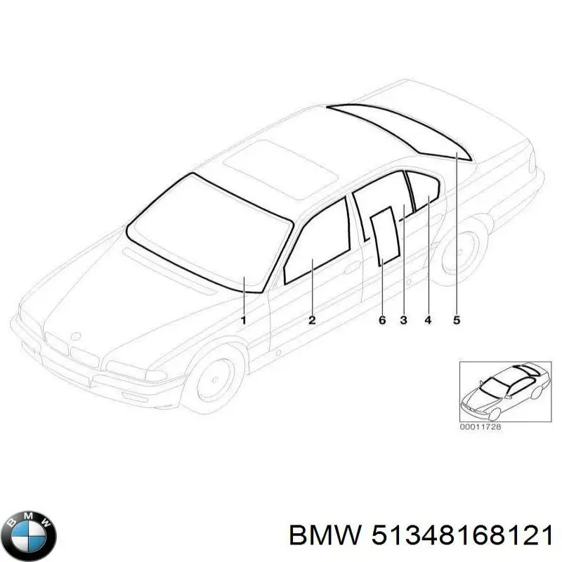 51348168121 BMW ventanilla lateral de la puerta trasera izquierda